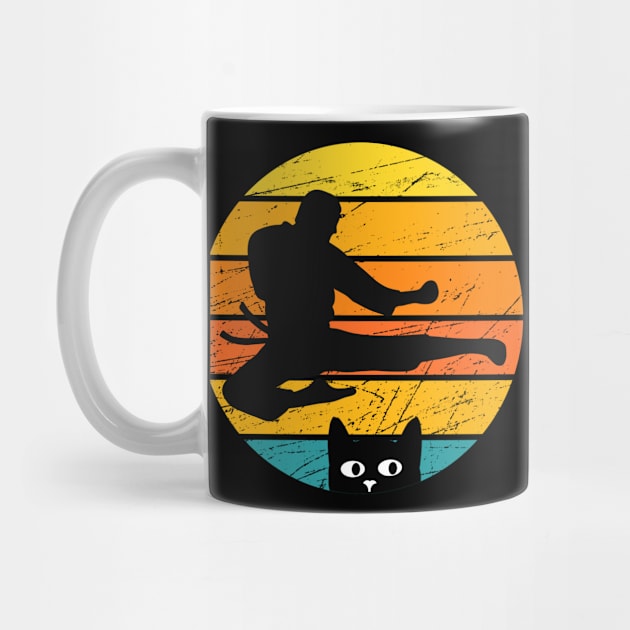 Retro Silhouette Karate Cat Design by Midlife50